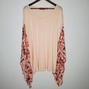 Belle Gray Lisa Rinna Womens Pink Poncho Top Size 1X Flowy Art To Wear Boho